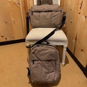 CALPAK Luka Regular Duffle Bag AND Luka 15" Laptop Backpack -- Chocolate Brown